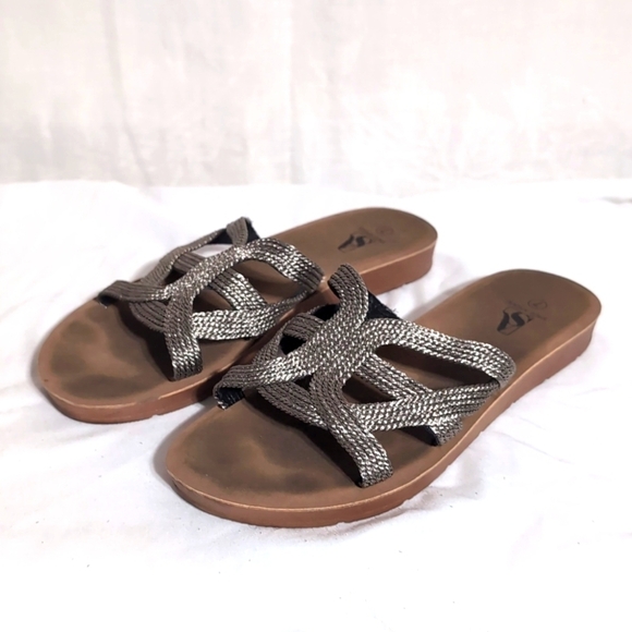 Shoe-Aholic Silver Braided Slide Sandal Size 7 - Picture 1 of 5